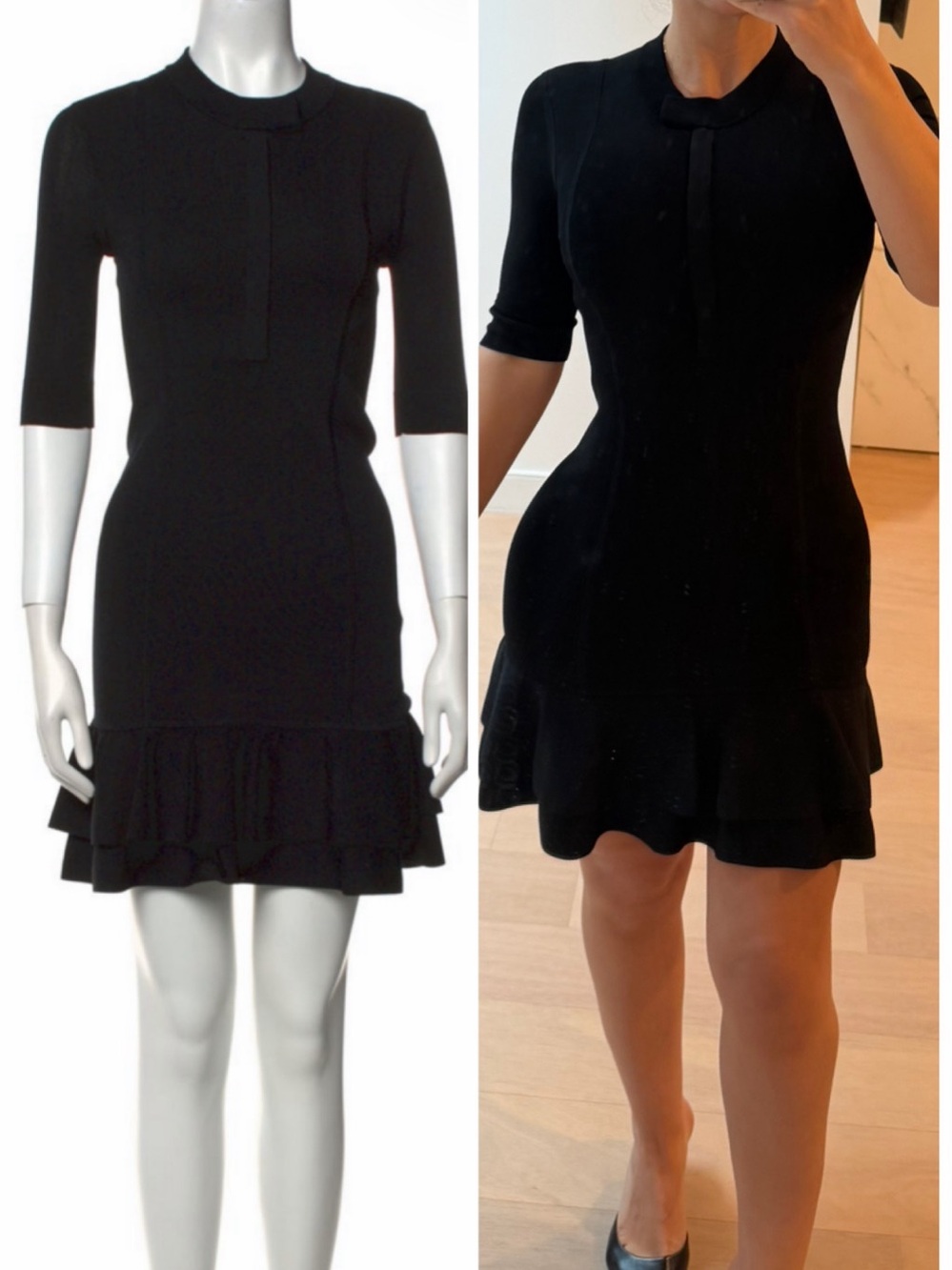 Veronica Beard Black Crew Zip Up Neck Mini Dress - Size XS